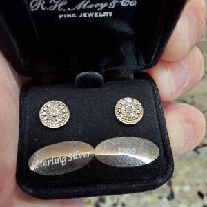 Sterling Silver Bridge Diamond Earrings 1/10 CT Total Weight Earrings